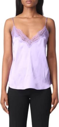 Pinko Lila Roze Satijnen Zijden Top - Dames - Tops zonder mouwen - Paars - S - Satijn - Tops
