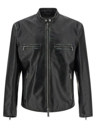 Dsquared2 Black Leather Leather Mens Jacket