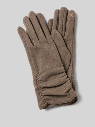 Eem Fashion Handschuhe mit Raffungen in Taupe, Gr&ouml;&szlig;e L