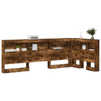 Berkfield Home Storage Headboard with Shelf Smoked oak 80 cm Engineered wood in Brown