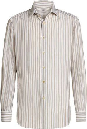 Kiton Gestreept katoenen overhemd - Heren - Casual Overhemden - Veelkleurig - 5XL - Katoen - Overhemden