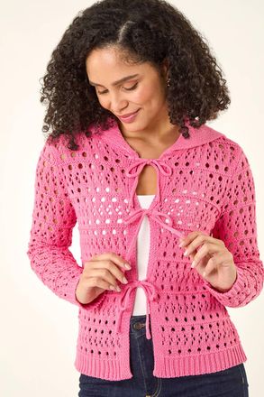 Roman Crochet Collared Knit Jumper