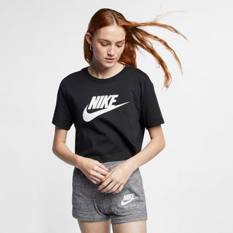 Nike Womens Nike Sportswear Essential Cropped Logo T-Shirt in Black | BV6175-010