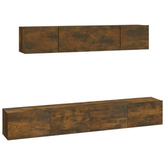 Berkfield Home 4 Piece TV Cabinet Set Smoked Oak Engineered Wood in Brown