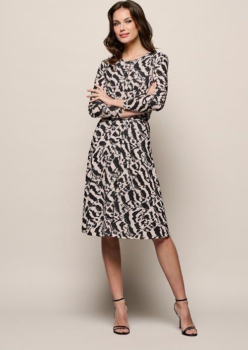 Maddie Print Jurk Creme / Zwart