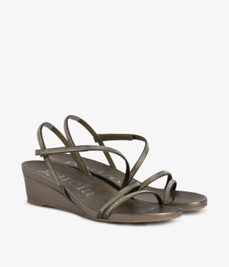 Pedro Garcia Strappy wedge sandal in green satin | wen | Spring Summer 26 | PEDRO GARCIA