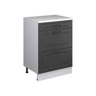Vicco Armario De Cocina Para Techo Inclinado R-line, Antracita Casa De Campo, 60 Cm Sin Inclinaci&oacute;n Con 3 Cajones, Vicco