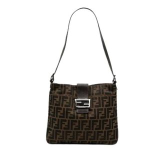 Fendi Pre-owned Shoulder Bags, female, Brown, Size: ONE SIZE Pre-owned Canvas Shoulder Bag