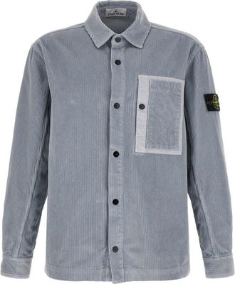 Stone Island Grey Logo Corduroy Overshirt