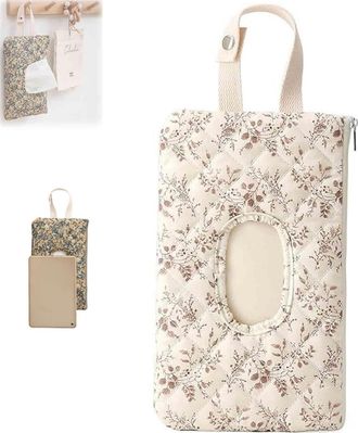 Generic Quilted Baby Diaper and Wipes Pouch, Portable Wipes Pouch - Refillable Floral Baby Wipe Holder with Lanyard for Stroller, Travel & Everyday Essentials