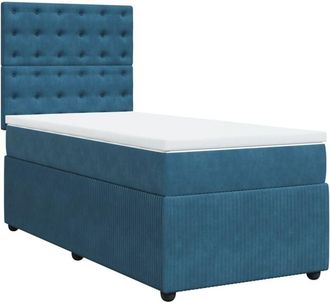 vidaXL Cama Box Spring Con Colch&oacute;n Terciopelo Azul Oscuro 90x200 Cm Vidaxl