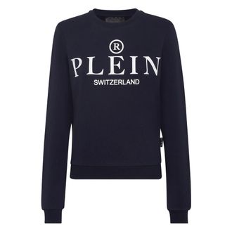 Philipp Plein Round Neck LS Iconic Sweatshirt - Dames - Sweatshirts - Blauw - XL - Katoen - Hoodies & sweatvesten