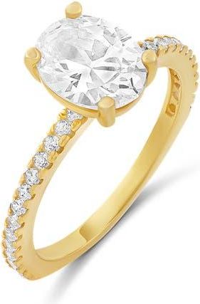 SHYMI Oval Cut Cubic Zirconia Cocktail Ring in Gold at Nordstrom, Size 8