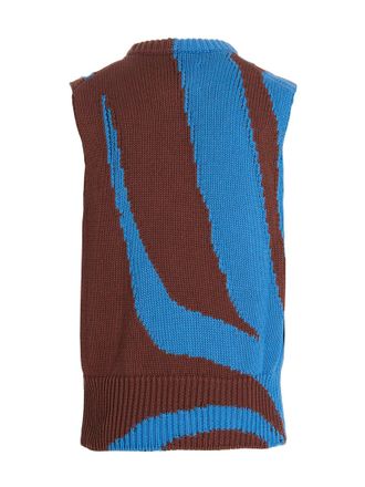 Jil Sander Colorblock Cotton Knit Vest - Blue