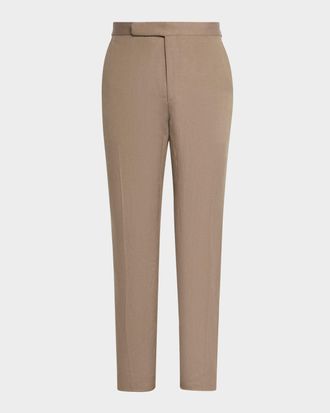 Ralph Lauren Purple Label Men & apos;s Gregory Hand-Tailored Silk and Linen Flat-Front Trousers