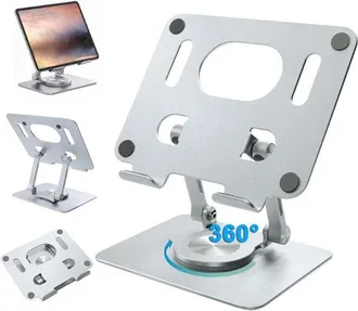 OEM Soporte Plegable De Aluminio Giratorio 360&deg; Para Tableta Gr&aacute;fica Y Port&aacute;til - Ergon&oacute;mico - Apto Para Dispositivos De 5 A 12 Pulgadas (plata)
