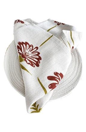 French Home Tropical Cotton Twill Dinner Napkins in Crimson And Chartreuse at Nordstrom Rack