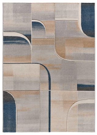Atticgo Alfombra moderna azul/beige/gris 140x200 cm