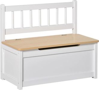 HOMCOM 2 In 1 Wooden Toy Box - Seat Storage Bench - White | TJ Hughes