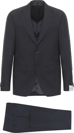 Caruso Black Manon Peak Lapel Wool Suit