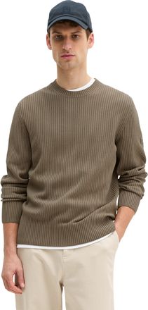 Marc O'Polo Rundhalspullover MARC OPOLO, Herren, Gr. XXL, cinder, Strick, Obermaterial: 100% Baumwolle, regular fit, Rundhals, B&uuml;ndchen, Pullover Rundhalspullover