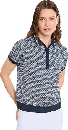 Callaway Scarf Geo Print Rib Collar Polo Womens Clothing Peacoat : 2XL (Womens 18-20), Elastane/Polyester