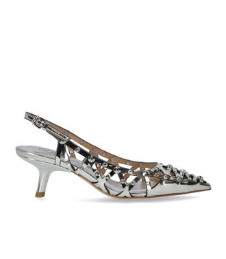 Ash Asche -bizarre Silber -Slingback -Pumpe