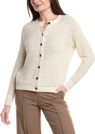 Lafayette 148 New York Textured Stitch Crewneck Linen & Silk-Blend Cardigan