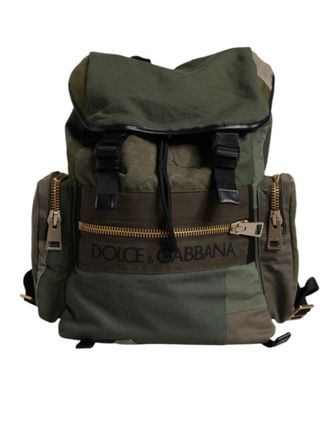 Dolce & Gabbana Militair Groene Patchwork Schoolrugzak