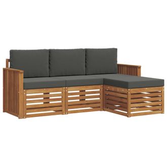 vidaXL Conjunto De Sof&aacute;s De Exterior 4 Pcs Natural Y Antracita Vidaxl