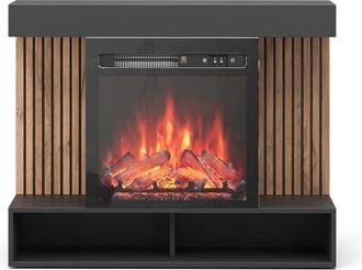 Vicco chemin&eacute;e &eacute;lectrique Lynea, Noir, 100cm avec Effet de Flamme r&eacute;aliste et Chauffage 1800W