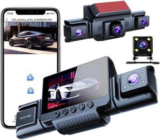 OEM C&aacute;mara De Salpicadero Para Coche De 360 Grados: 4 C&aacute;maras, Full Hd 1080p, Con Tarjeta Sd De 64 Gb, Pantalla Ips De 3 Pulgadas, Resistente Al Agua