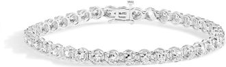 House of Brilliance 10K White Gold 3.00 Cttw Miracle Set Diamond Bezel Link Style Tennis Bracelet