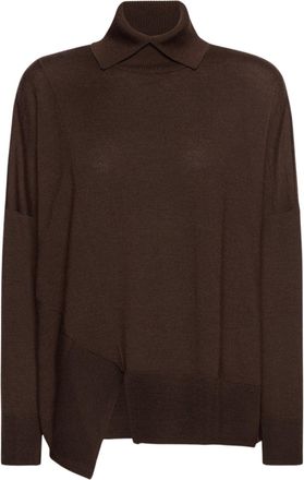 Elena Miro Asymmetrical Hem Wool Turtleneck Sweater