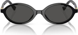 Miu Miu 50mm Oval Sunglasses in Black /Dark Grey at Nordstrom