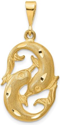 Diamond2Deal 14k Yellow Gold Satin Diamond-cut Pisces Zodiac Charm