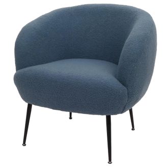 Hhg [nunca Usado] Sill&oacute;n De Sal&oacute;n Hhg-442, Sill&oacute;n De C&oacute;ctel/club Sill&oacute;n Tapizado, Tela/textil Boucl&eacute; (330g/m&sup2;) Metal Mvg, Azul