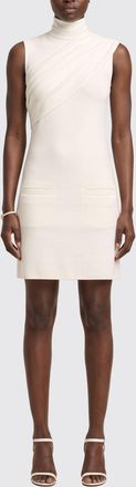 Courr&egrave;ges Draped Cr&ecirc;pe Sheath Mini Dress with High Neck
