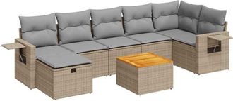 vidaXL Set De Sof&aacute;s De Jard&iacute;n Y Cojines 8 Piezas Rat&aacute;n Sint&eacute;tico Beige Vidaxl
