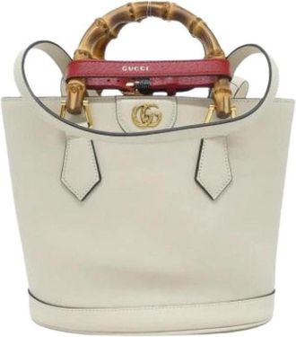 Gucci Pre-owned Vintage Bucket Bag - Dames - Vintage Tas - Wit - ONE Size - Leer - Vintage