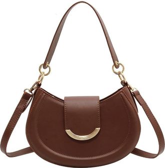 Generic Women Fashion Crossbody Bags Leather Purse and Handbag Everyday Casual Shoulder Bag Tote Small Crescent Bags (Brown)