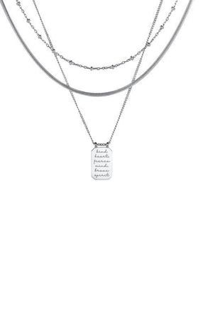 Mantra Kind Heart, Fierce Mind, Brave Spirit - Layered Necklace in Silver at Nordstrom