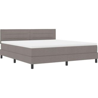 vidaXL Box Spring Bed with Mattress & LED Taupe 180x200 cm Fabric vidaXL