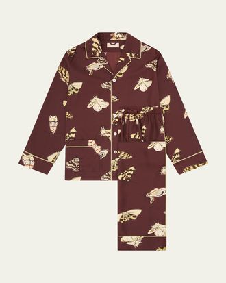 Olivia Von Halle Yves Ettore Moth-Print Silk Twill Pajama Set