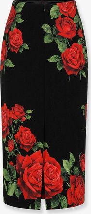Dolce & Gabbana Womens Midi Skirt Stretch Silk Black