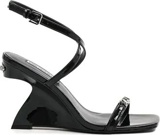 Karl Lagerfeld 90mm logo-appliqu&eacute; sandals - women - Polyurethane/Patent Calf Leather/Synthetic Rubber - 36 - Black