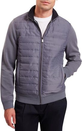 Ted Baker Durano Quilt Front Piqu&eacute; Jacket in Mid-Blue at Nordstrom, Size 3