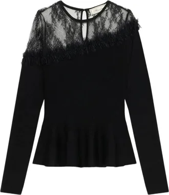 Blumarine Wol trui met asymmetrische schouderpas - Dames - Tops - Zwart - Maat: XS Wol