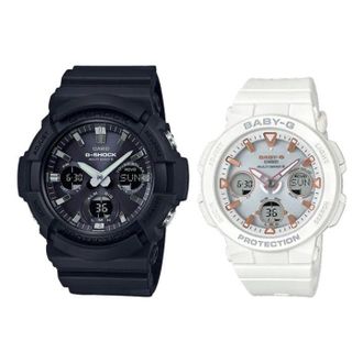 Casio G-Shock Analog-Digital Black White GAW-100B-1AJF&BGA-2500-7AJF