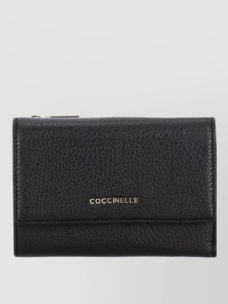 Coccinelle pebbled leather foldable wallet rear pocket